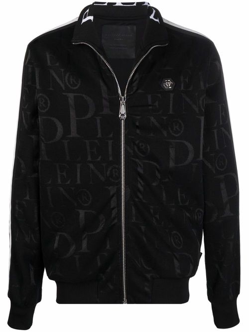 Logo-print zip-up track jacket - Black