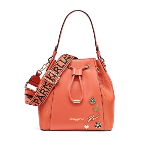 KARL LAGERFELD Paris Women's Adele Bucket Bag, Vermilllion, One Size