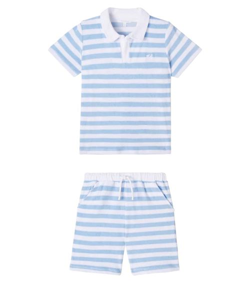 Cotton-blend polo shirt and shorts set