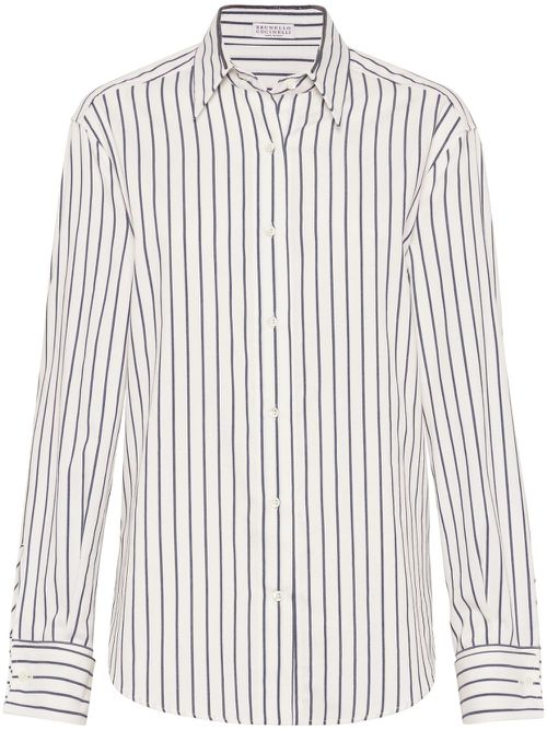 Stripe-print cotton shirt - White
