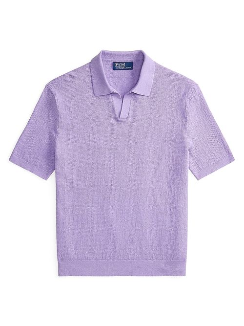 Men's Knit Linen-Blend Polo Shirt - Sky Lavender