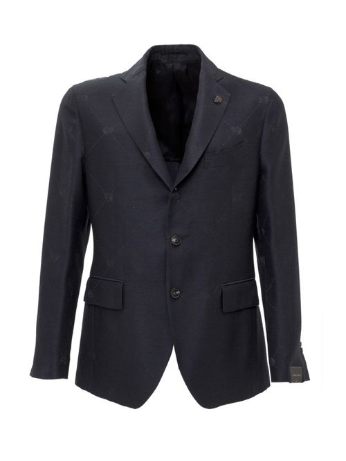 Black Textured Notched Lapel Jacket