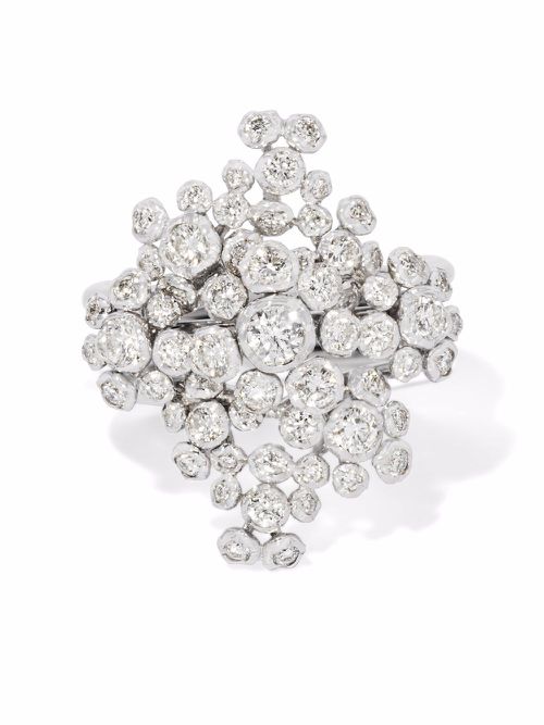 18kt white gold Marguerite diamond cocktail ring - Silver