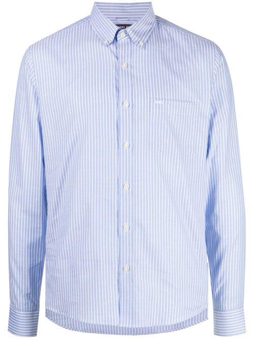 Oxford logo-embroidered striped shirt - Blue