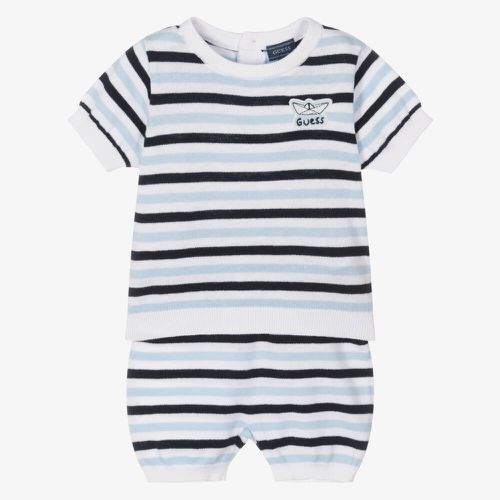Baby Boys Blue Stripe Cotton Knit Shorts Set