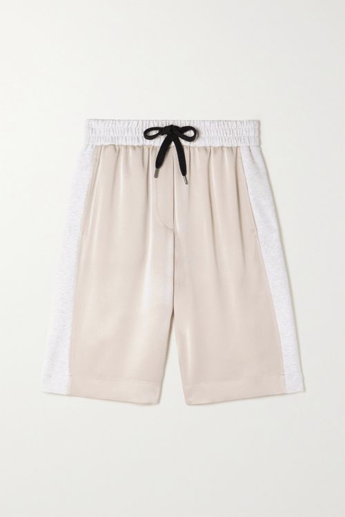 Paneled Cotton-jersey Shorts - Off-white - XXS