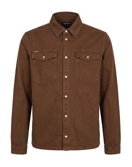 Man Denim shirt Brown Size 34 Cotton