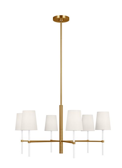 Visual Comfort Studio Monroe 6-Light Chandelier in Burnished Brass And Gloss White by Kate Spade New York