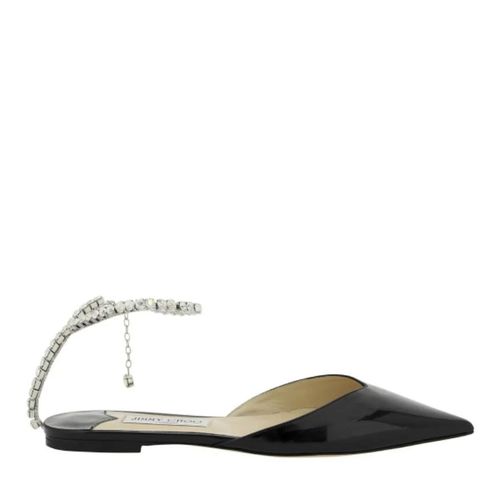 Ladies Saeda Patent Leather Crystal Flats