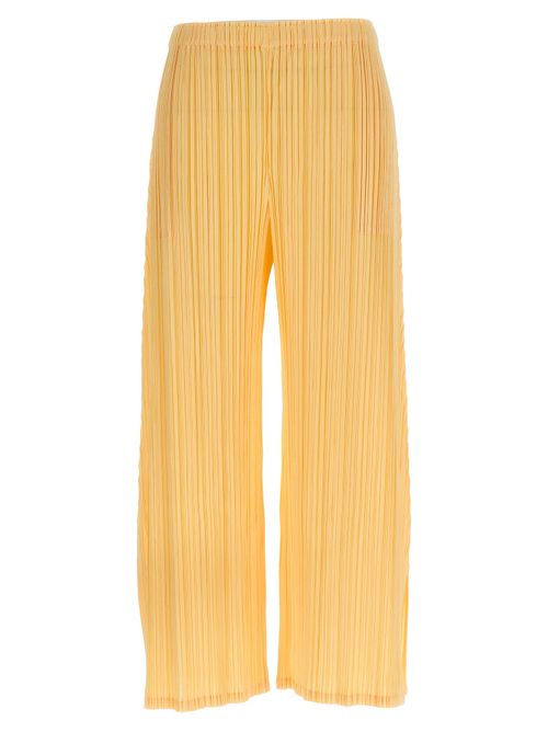Pleated Polyester Trousers — Yellow