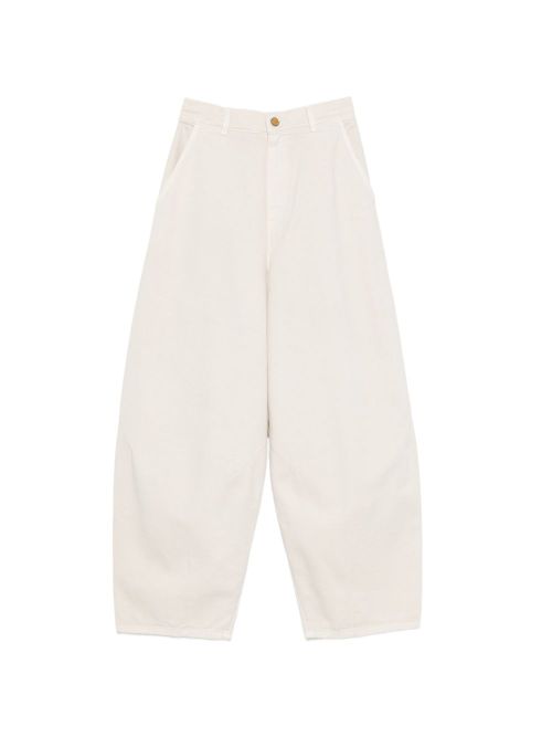Wide-Leg Cotton Trousers — White