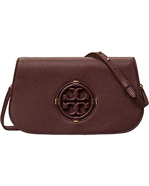 Tory Burch Miller Leather Clutch Handbag Red Wine Burgundy Ox Tempranillo Bag NEW