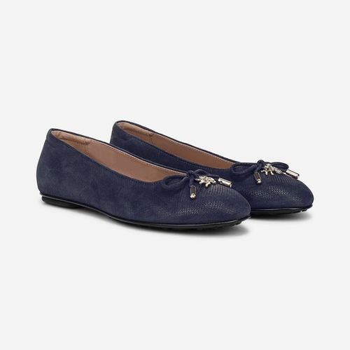 Ashlyn Ballet Flat Shoes, Dark Navy Suede Leather