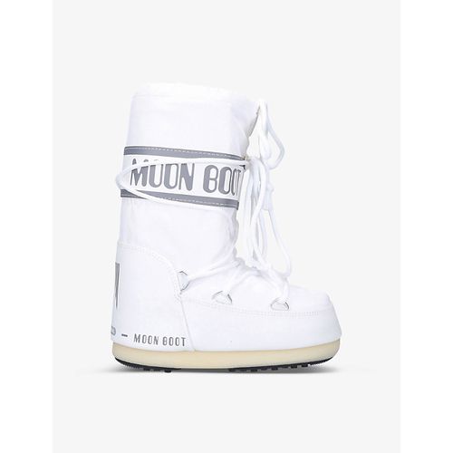 Girls White Kids Icon Junior Branded Nylon Snow Boots 