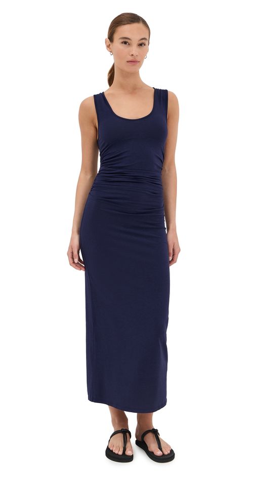 Another Tomorrow | Another Tomorrow Ruched Tank Dress Indigo | Realry
