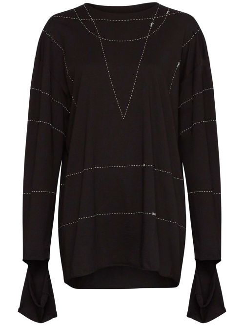 Striped drop-shoulder sweatshirt - Black