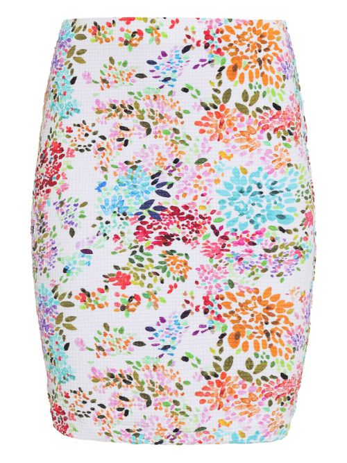 Floral-print mini skirt - White