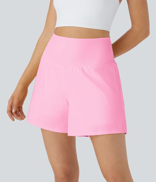 Super High Waisted Pocket & Pocket 2-in-1 Yoga Shorts 5''-Longer Length Gym Short - Nosegay