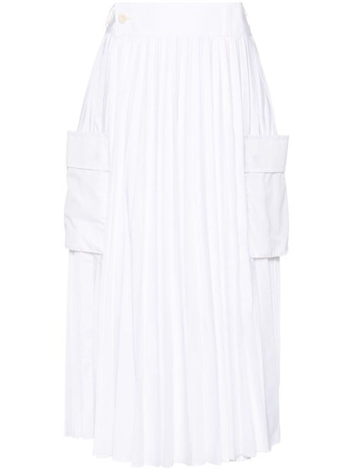 Pleated midi skirt - White