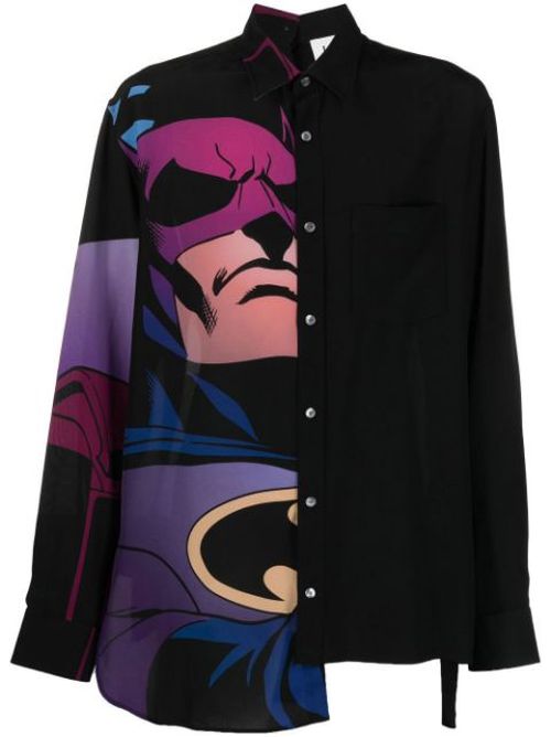 Batman-print silk shirt