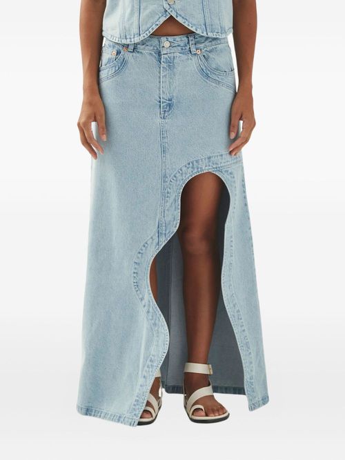 Carmina asymmetric denim maxi skirt - Blue