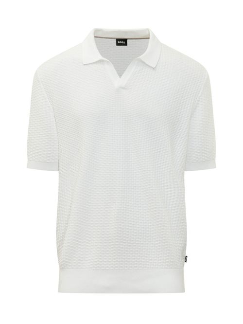 White Textured Shirt Collar Polo