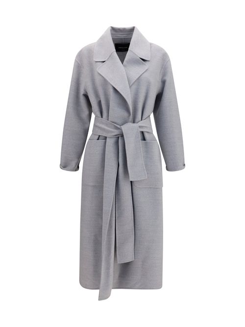 Belted Double Merino Wool Coat — Gray