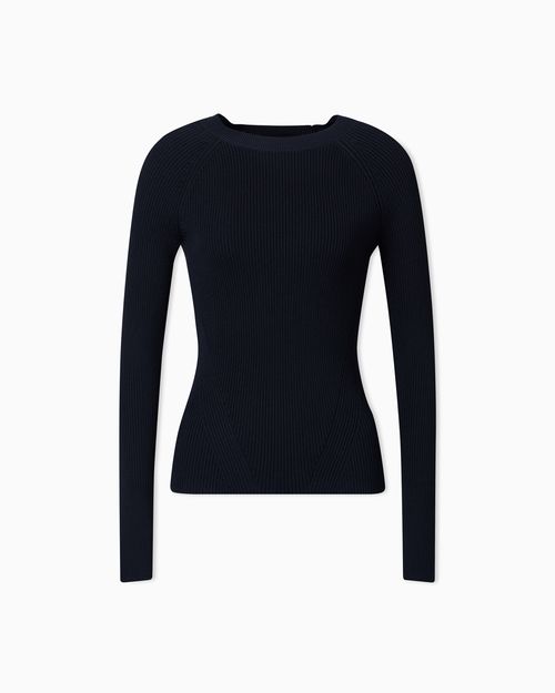 Round-neck sweater with raglan sleeves