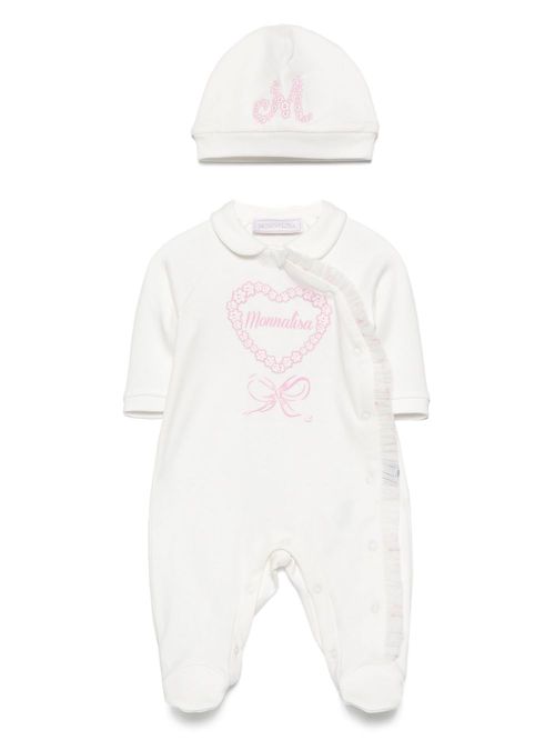 Ruffle-detail cotton pyjama set - White