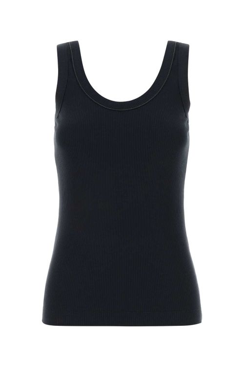 Stretch Cotton Ribbed Tank Top — Navy