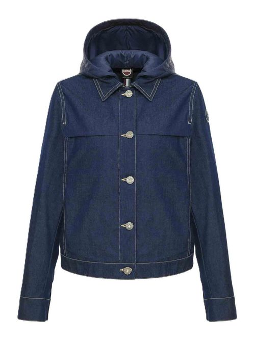 Denim jacket with detachable hood