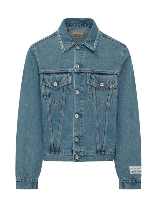 Denim Solid Shirt Collar Jacket