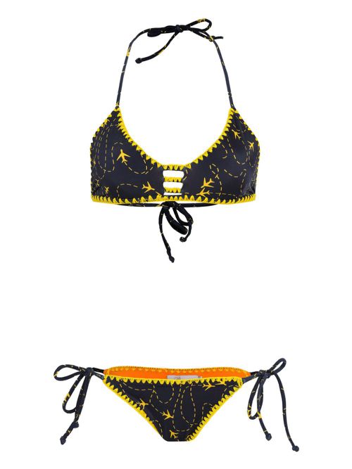 Airplane-print bikini - Blue