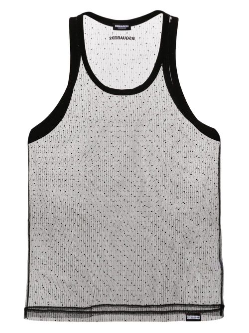 Crystal-embellished tulle tank top - Black