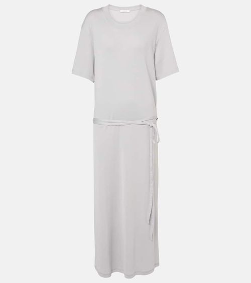 Belted cotton jersey maxi dress