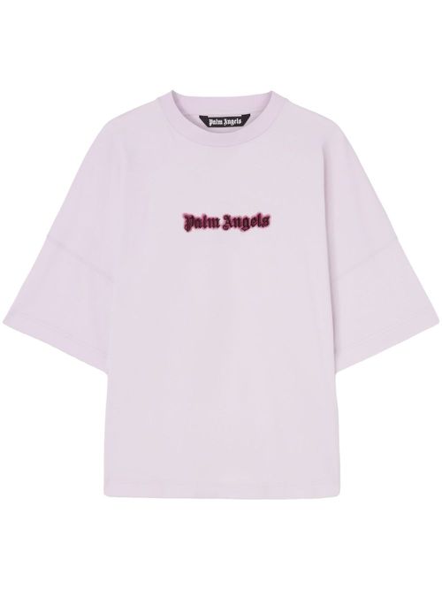 Drop-shoulder cotton T-shirt - Purple