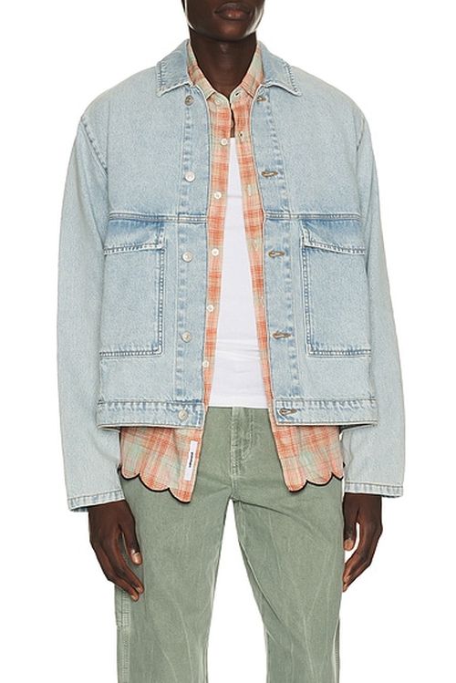 Edmmond Studios Avail Jacket in Plain Bleach - Blue. XL/1X also in S