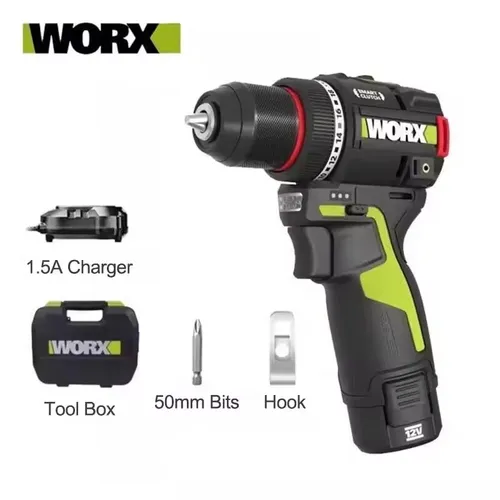 WORX WU135 Cordless Electric Drill 12V 1800rpm Brushless Motor Smart Clutch Chuck Home Power Too