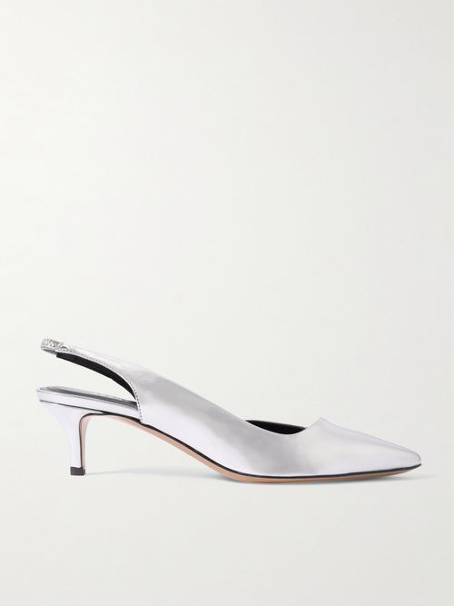 Piery Mirrored-leather Slingback Pumps - Silver