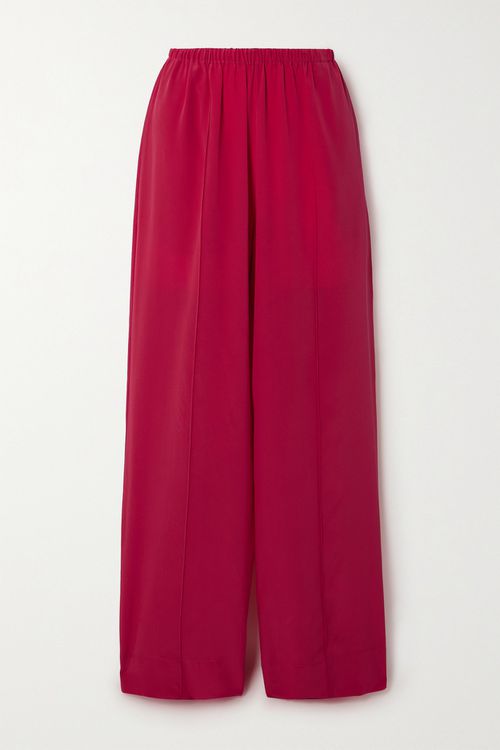 Classico Silk Crepe De Chine Wide-leg Pants - Red