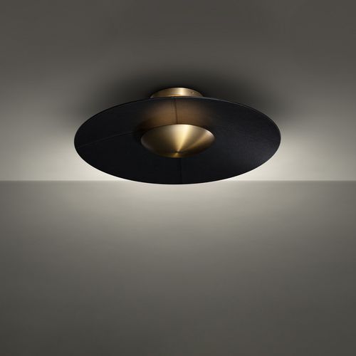 Black Aged Brass LED Flush Mount from the Brody Collection