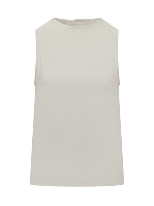 White Jacquard Round Neck Top