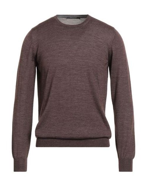 Man Sweater Chocolate brown Size 36 Virgin Wool, Silk