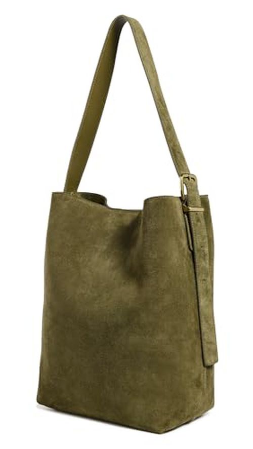 Madewell Women's Suede Essentials Bucket Tote, Shaded Olive Suede, Green, One Size