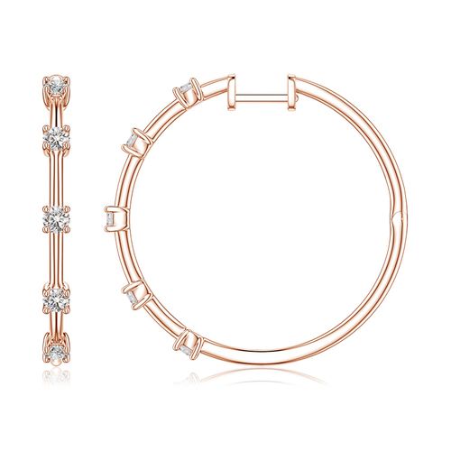 Angara 0.69 CTW Round Diamond Five-Stone Station Hoop Earrings in 18K Rose Gold