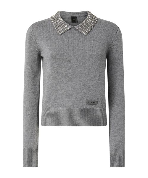 Embellished Collar Knitted Jumper