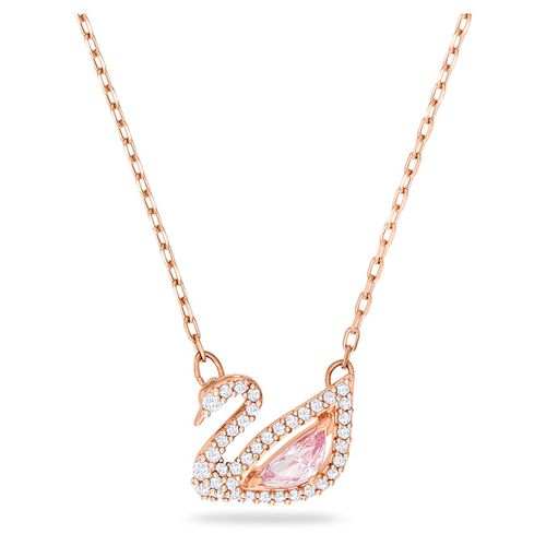 Dazzling Swan necklace, Swan, Pink, Rose gold-tone plated