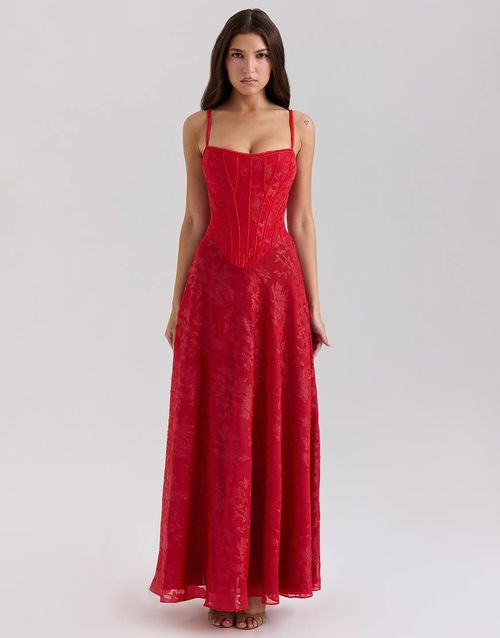 Esme chiffon maxi dress in red