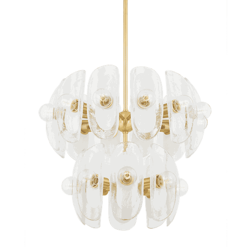 Aged Brass 20 Light Chandelier from the Hilo Collection