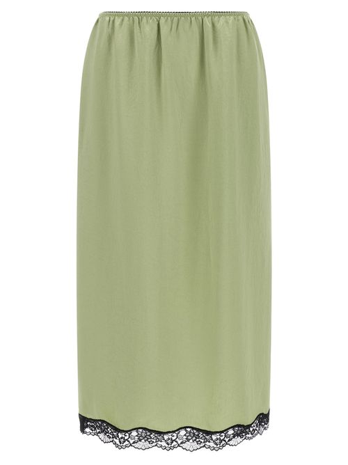 Satin Froissé with Lace Hem Skirt — sage green